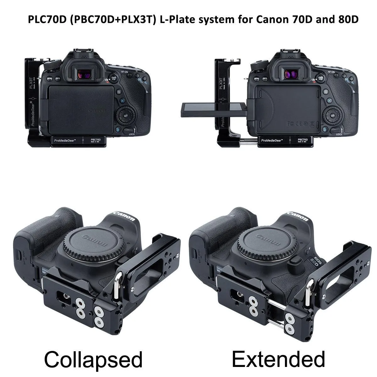 PLC70D Arca-Swiss L-Bracket for Canon 90D | 80D | 70D