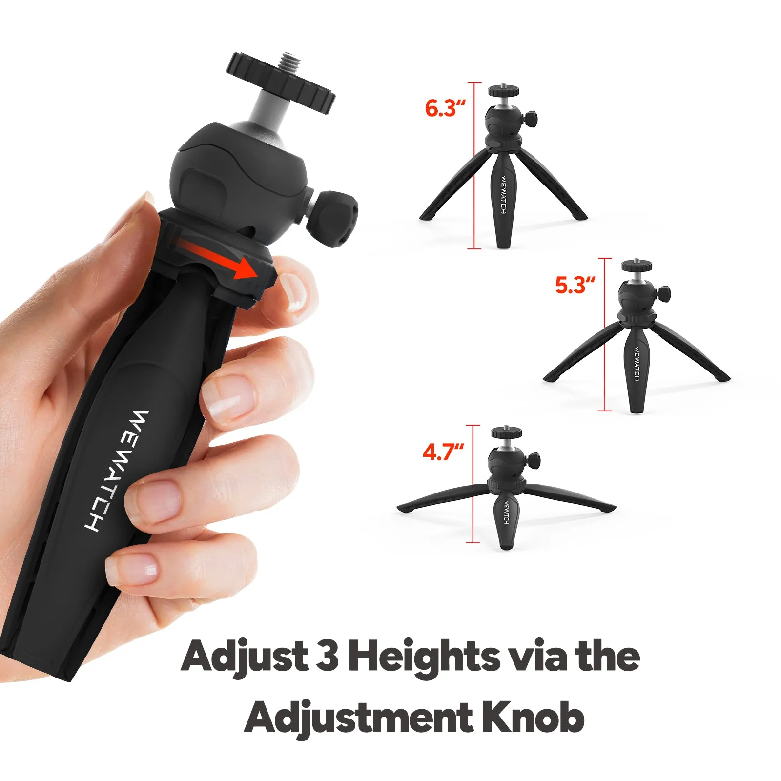 PS102 /6.3" Pocket Projector Tripods Stand Mount with 360°Ball Head