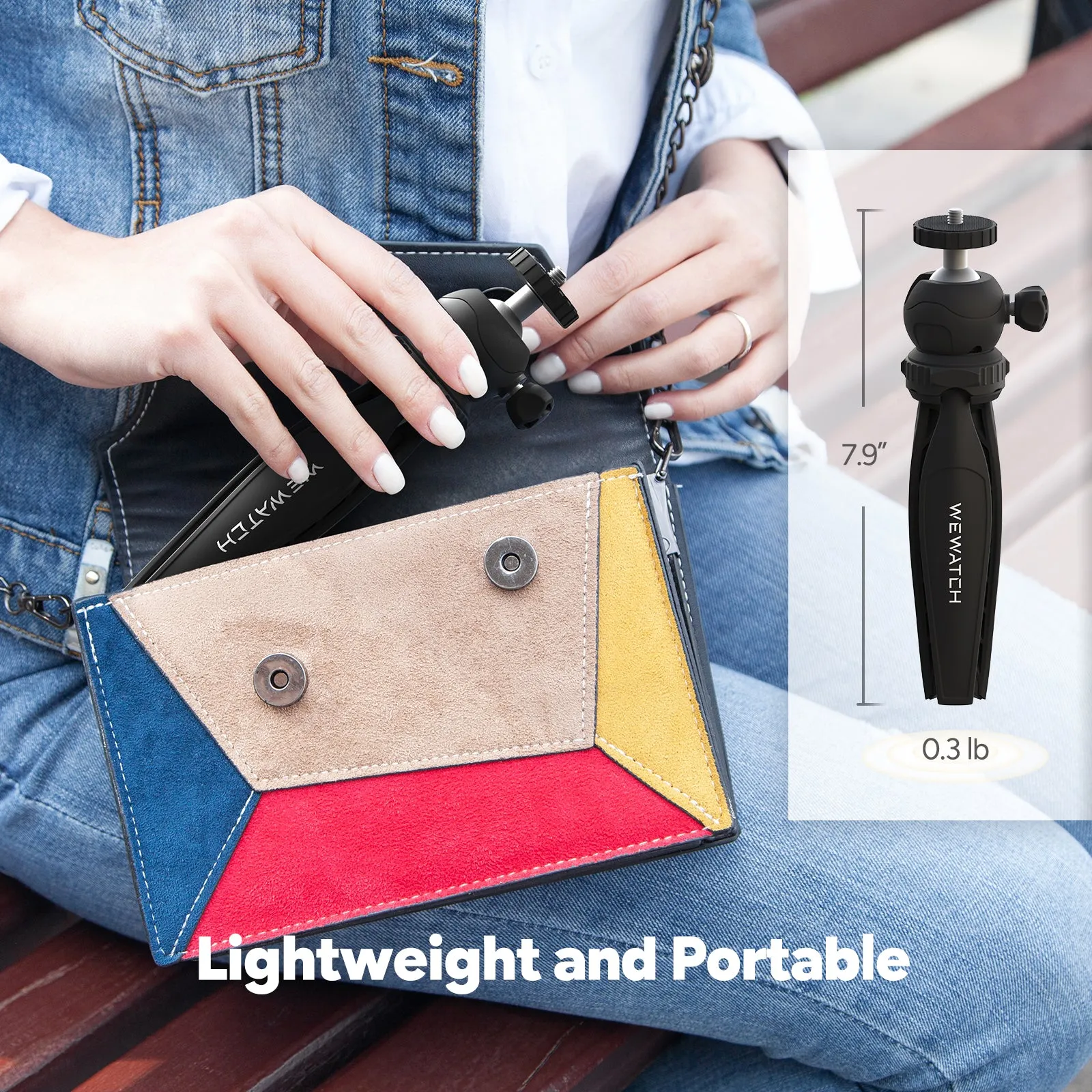 PS102 /6.3" Pocket Projector Tripods Stand Mount with 360°Ball Head