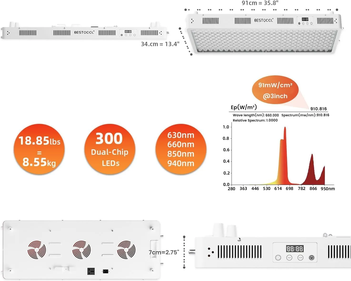Red Light & Near Infrared Therapy Device for Half-Body Coverage