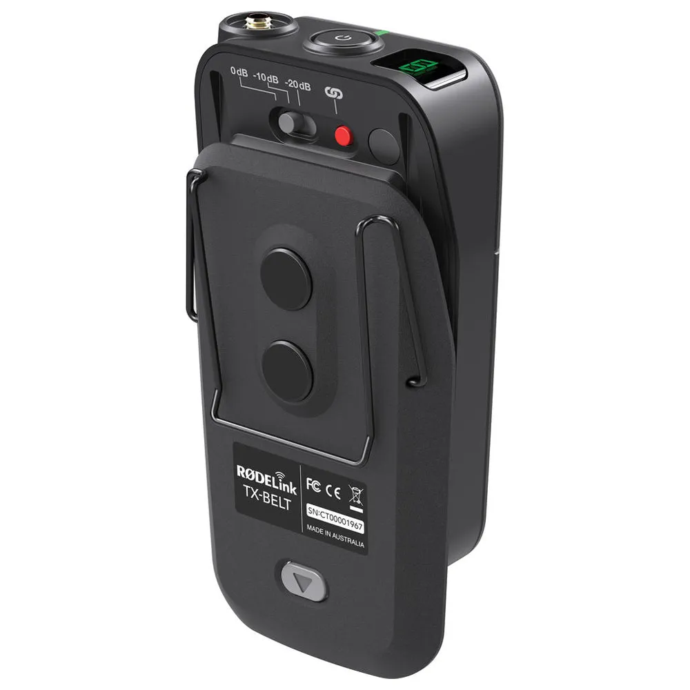 Rode RodeLink Filmmaker Kit (TX   RX) Digital On-Camera 2.4GHz Wireless Omnidirectional Condenser Lavalier Microphone Set with 100m Max Operating Range, 3.5mm TRS Output, OLED Display, USB / AA Battery Power for Vlog Vlogging, Interviews