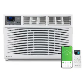ROVSUN Smart 12000 BTU Window Air Conditioner with WiFi, Energy Saving Window AC Unit with Remote & App Control, Timer Function & Easy Install Kit, for Rooms up to 550 Square Feet, 115V/60Hz, White
