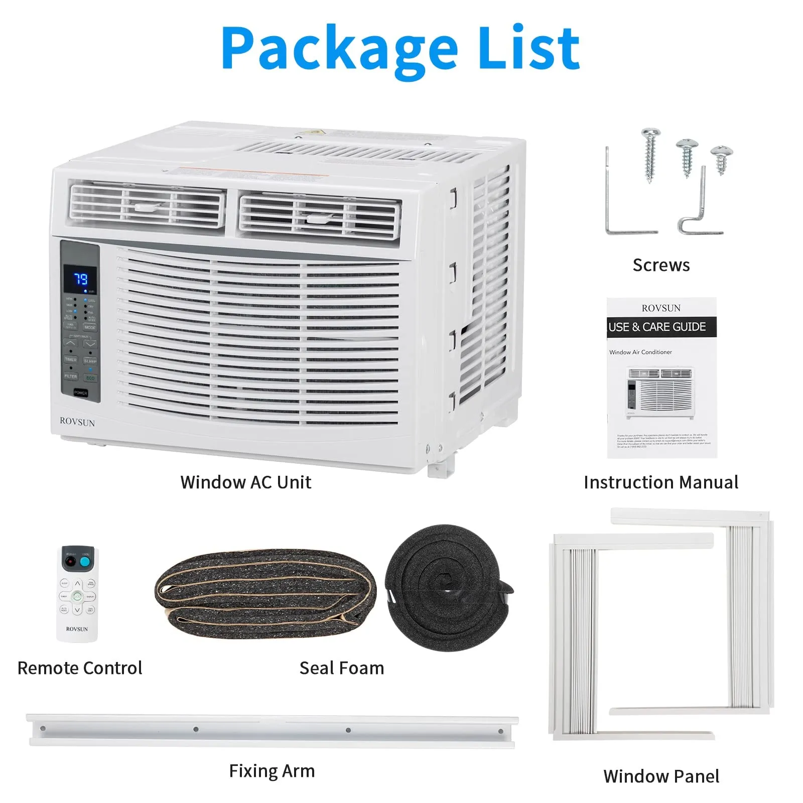 ROVSUN Smart 6000BTU Window Air Conditioner with WiFi, Energy Saving Window AC Unit with Remote & App Control & Timer Function & Easy Install Kit, for Rooms up to 250 Square Feet, 115V/60Hz, White