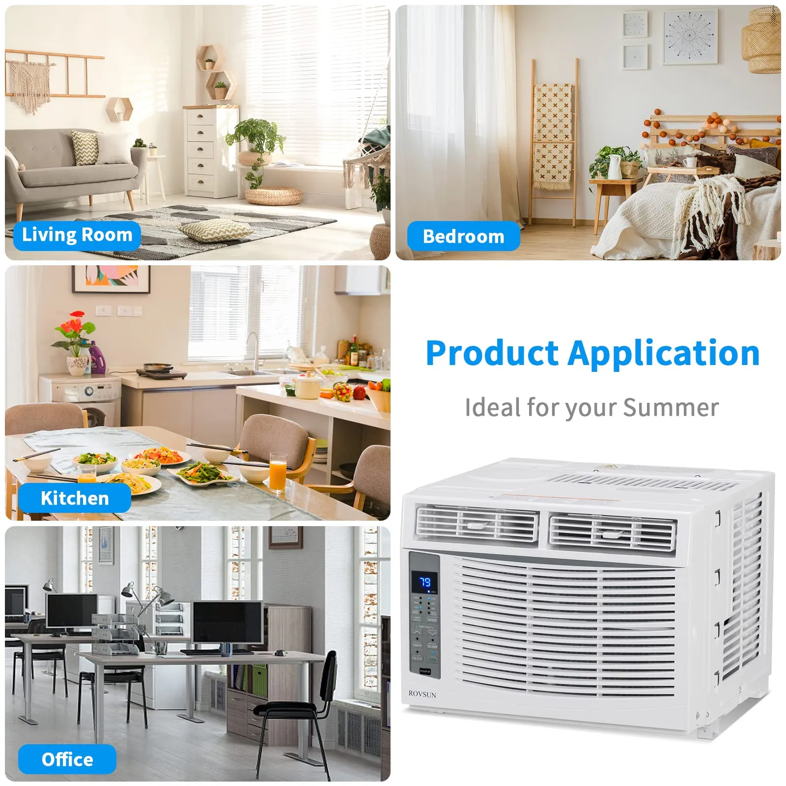 ROVSUN Smart 6000BTU Window Air Conditioner with WiFi, Energy Saving Window AC Unit with Remote & App Control & Timer Function & Easy Install Kit, for Rooms up to 250 Square Feet, 115V/60Hz, White