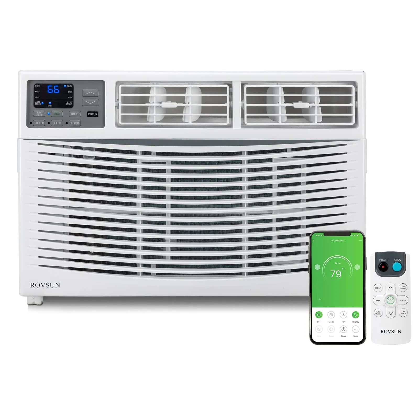 ROVSUN Smart 8000 BTU Window Air Conditioner with WiFi, Energy Saving Window AC Unit with Remote & App Control, Timer Function & Easy Install Kit, for Rooms up to 350 Square Feet, 115V/60Hz, White