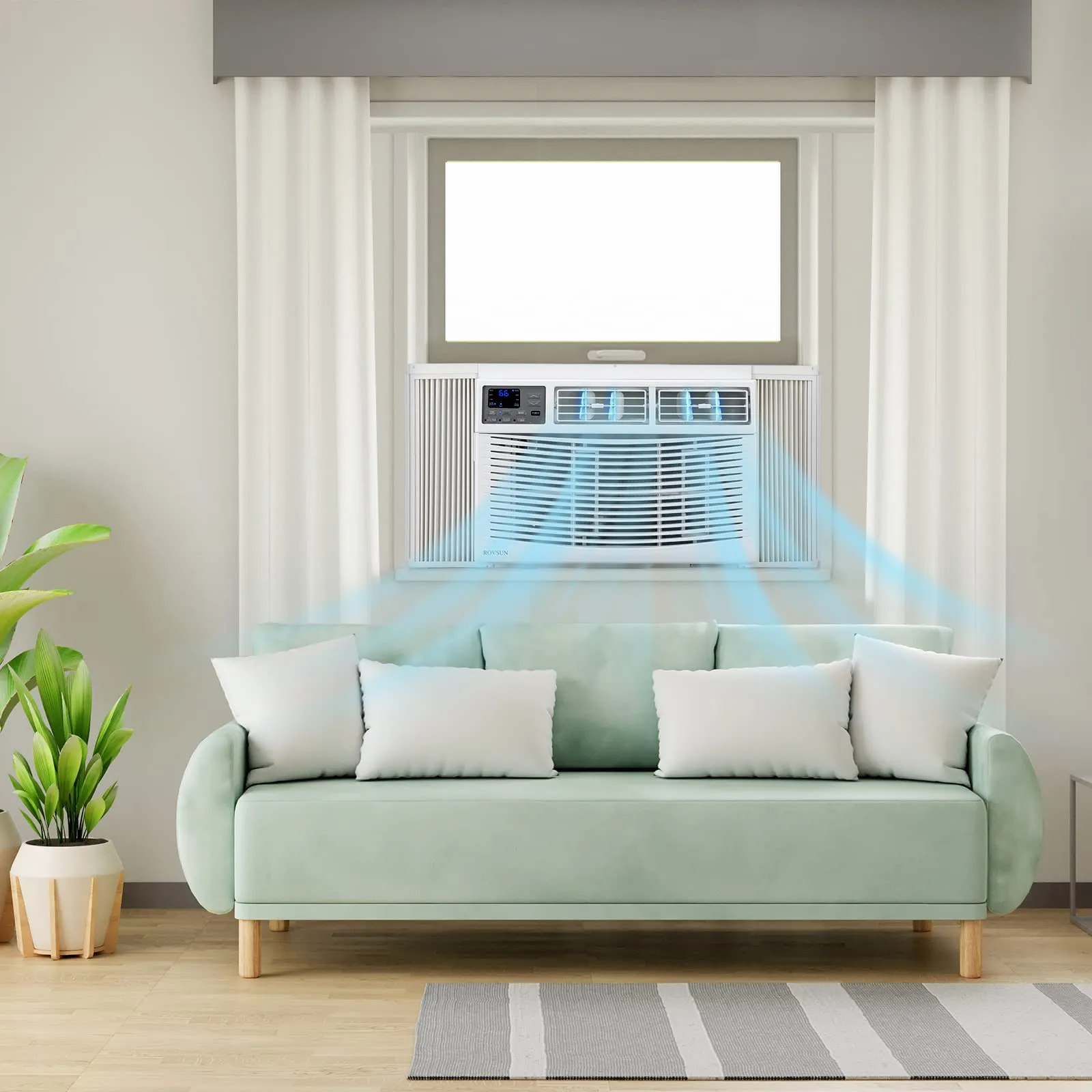 ROVSUN Smart 8000 BTU Window Air Conditioner with WiFi, Energy Saving Window AC Unit with Remote & App Control, Timer Function & Easy Install Kit, for Rooms up to 350 Square Feet, 115V/60Hz, White