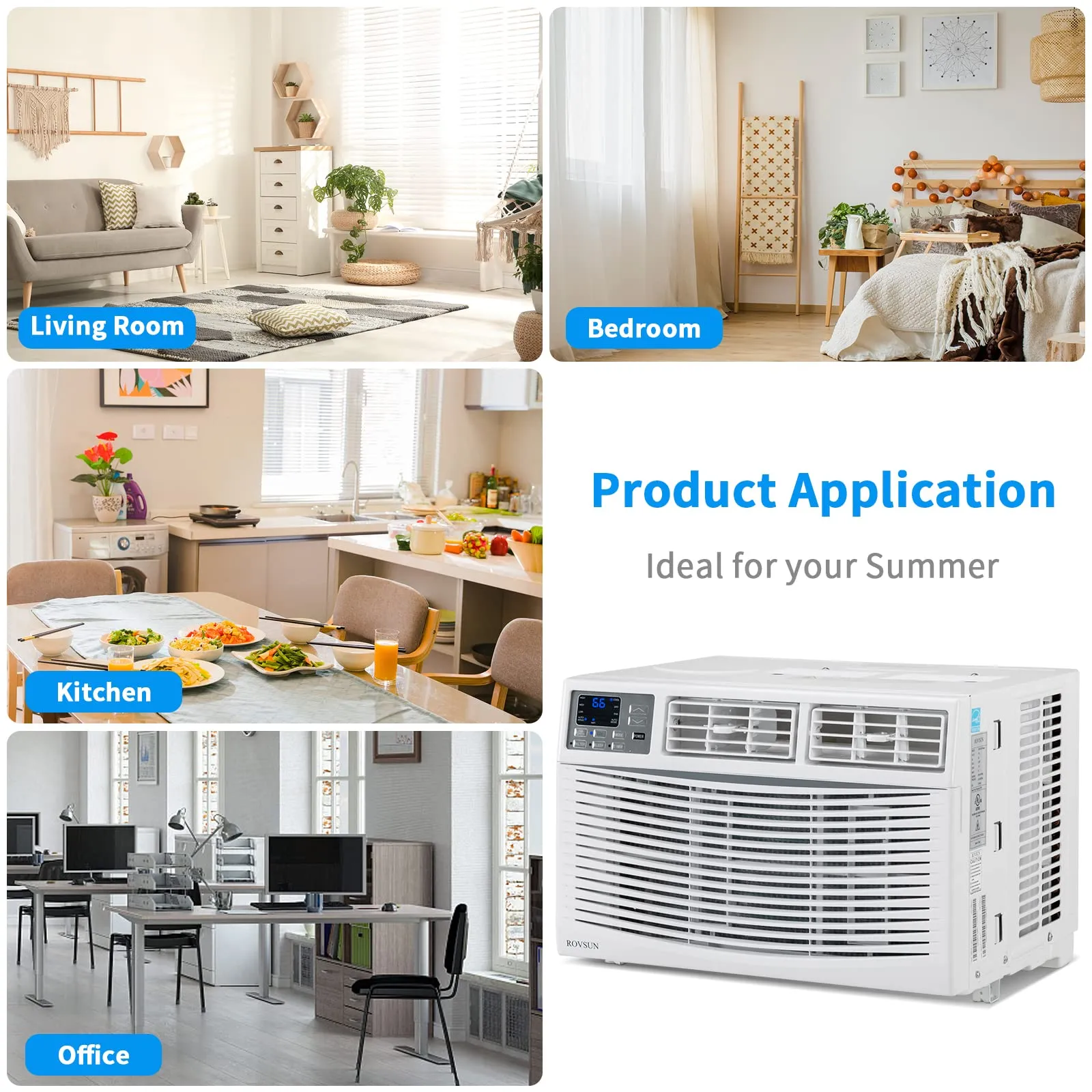 ROVSUN Smart 8000 BTU Window Air Conditioner with WiFi, Energy Saving Window AC Unit with Remote & App Control, Timer Function & Easy Install Kit, for Rooms up to 350 Square Feet, 115V/60Hz, White