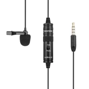 Saramonic LavMicro U2 Ultracompact Clip-On Lavalier Microphone for Cameras & Mobile Devices with a 19.7-foot (6m) Cable, Included Battery, Mic Clip, Windscreen & More
