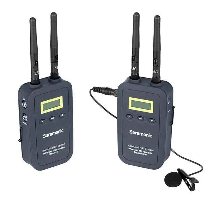Saramonic VmicLink5 HiFi (TX5 RX5) 5.8GHz SHF Wireless Lavalier Microphone System- 1 Year Warranty