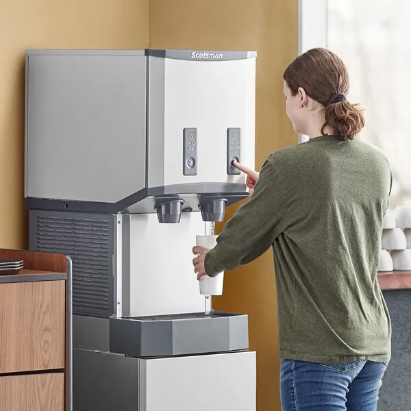 Scotsman HID312AB-1 16" Meridian Push-Button Air Cooled Countertop Nugget Ice Machine and Water Dispenser - 260 Lbs.