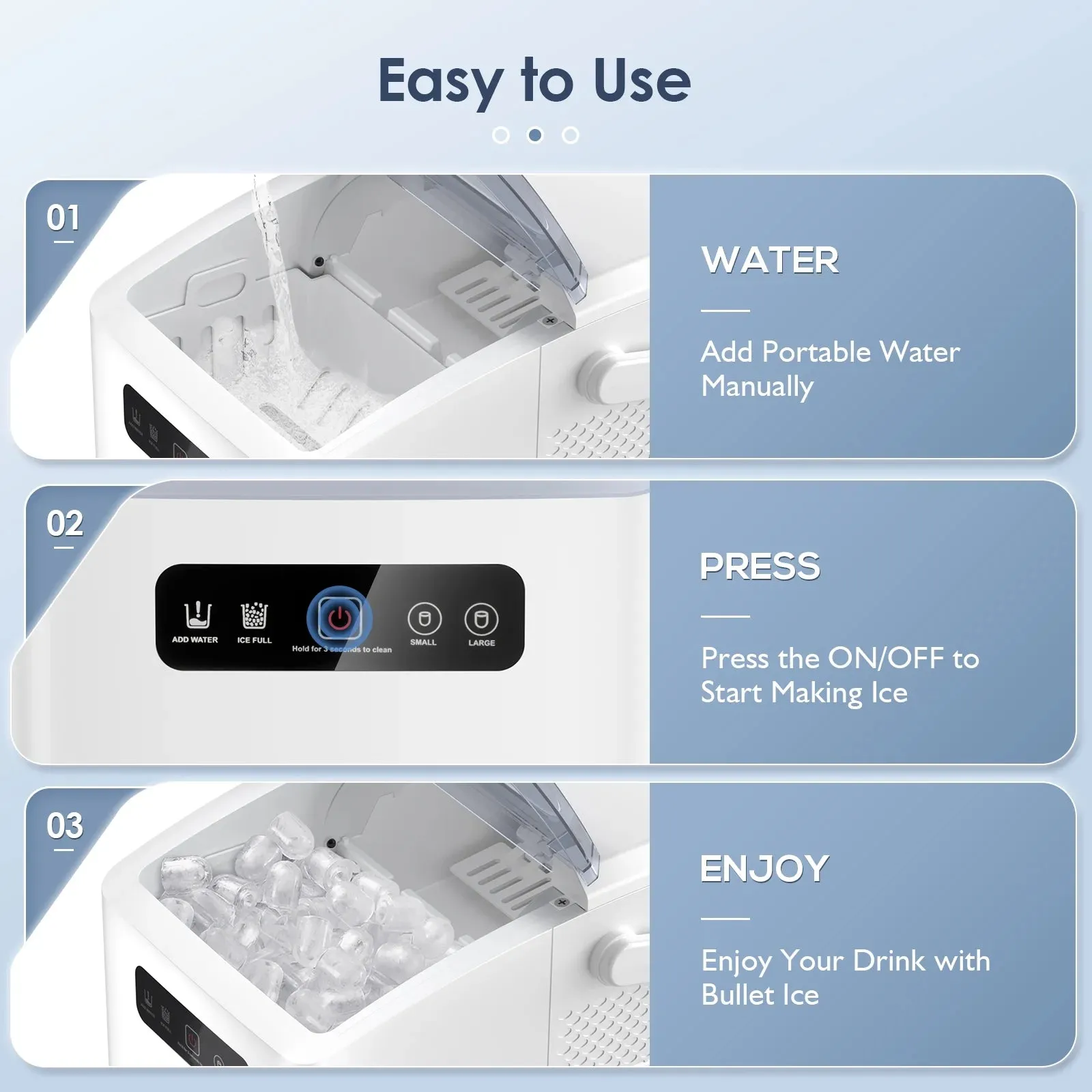 Self-Cleaning Portable Ice Maker Machine with Handle and Ice Scoop-White