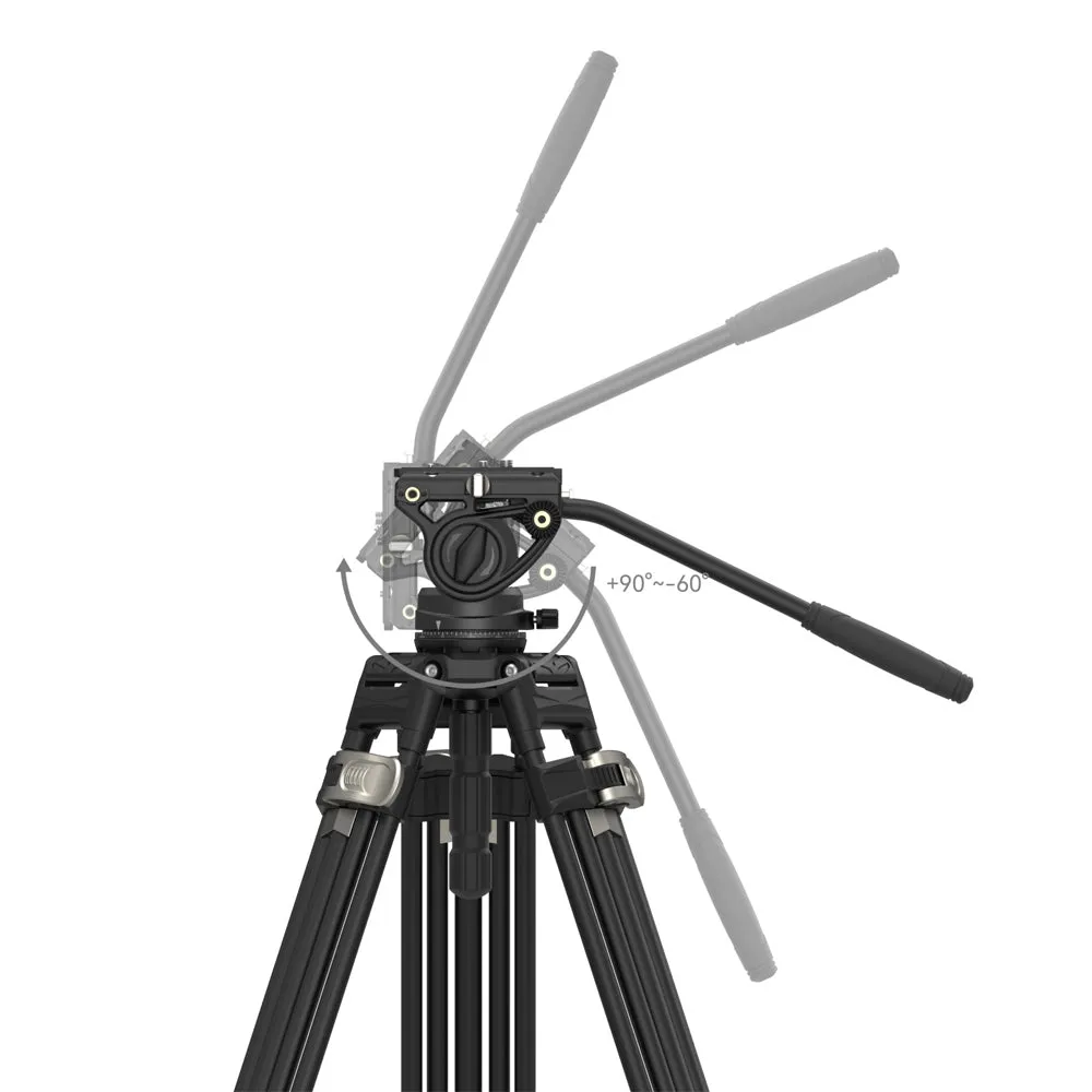 SmallRig FreeBlazer AD-80 Heavy-Duty Aluminum Professional Tripod Kit with DH10 Fluid Video Head, 360° 90°/-65° Pan & Tilt Control, Manfrotto and DJU RS Quick Release Plates, 191cm Max Adjustable Height, 8kg Max Load Capacity | 4163