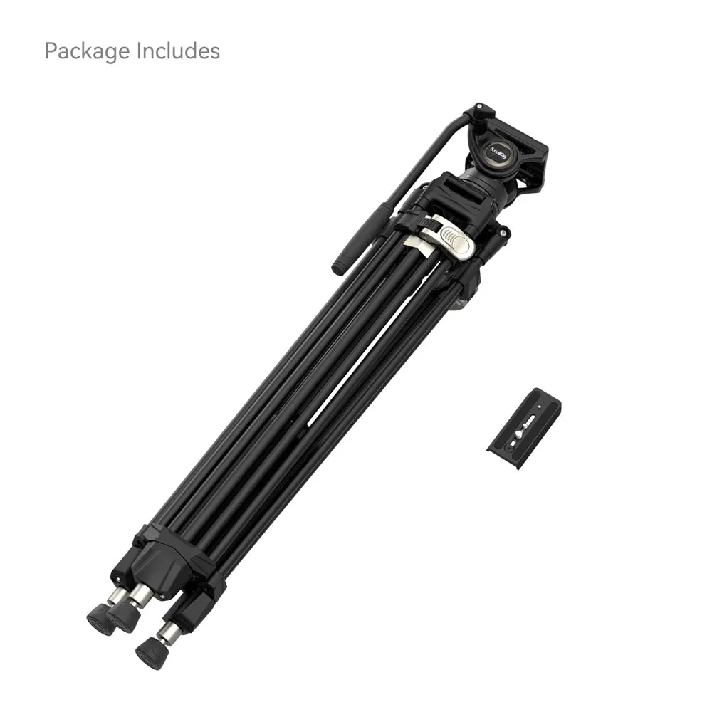 SmallRig FreeBlazer AD-80 Heavy-Duty Aluminum Professional Tripod Kit with DH10 Fluid Video Head, 360° 90°/-65° Pan & Tilt Control, Manfrotto and DJU RS Quick Release Plates, 191cm Max Adjustable Height, 8kg Max Load Capacity | 4163