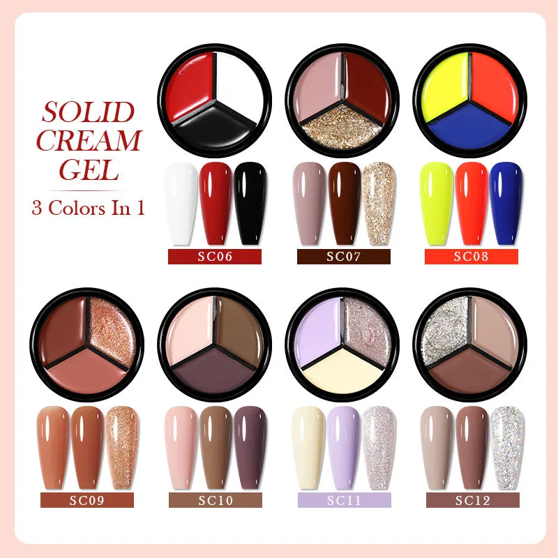 Solid Cream Gel Polish 3 Colours in 1 Born Pretty