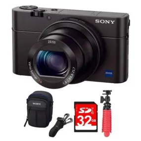 Sony Cyber-shot DSC-RX100 III 20.2 MP Digital Camera - Black w/32GB Deluxe Bundle Includes, Soft Carrying Case for Digital Cameras  12 Rubberized Spider Tripod   32GB SDHC Memory Card