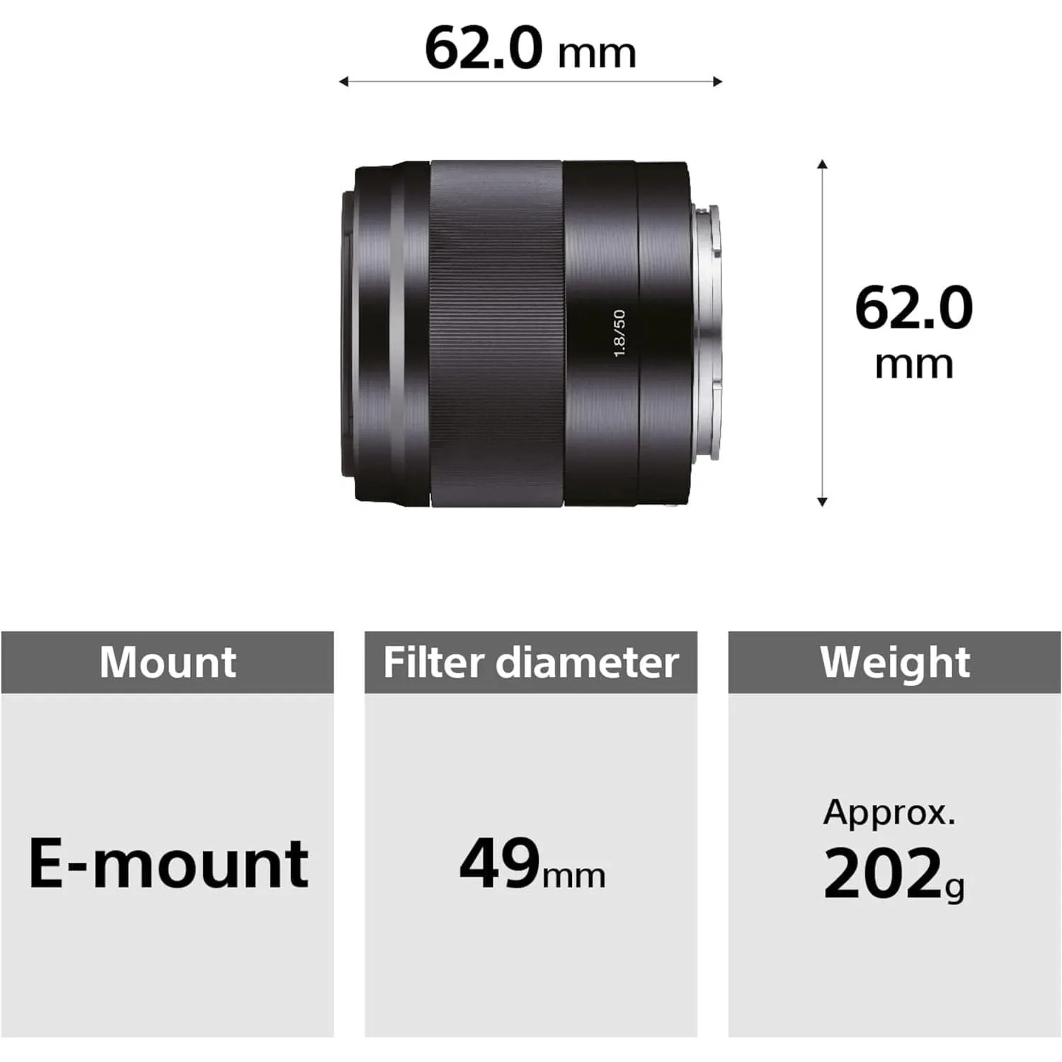 Sony E 50 Mm F/1.8 Oss Standard Prime Lens Black