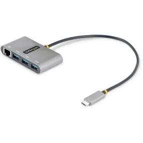 StarTech.com USB/Ethernet Combo Hub - USB 3.2 (Gen 1) Type C - Portable - 3 USB Port(s) - 1 Network (RJ-45) Port(s) - UASP Support - Windows, iPadOS