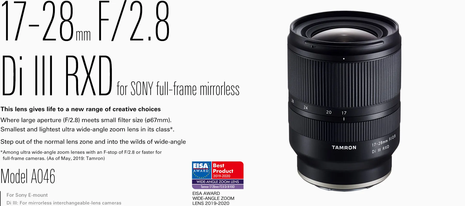 Tamron 17-28mm f/2.8 Di III RXD - Sony E-Mount