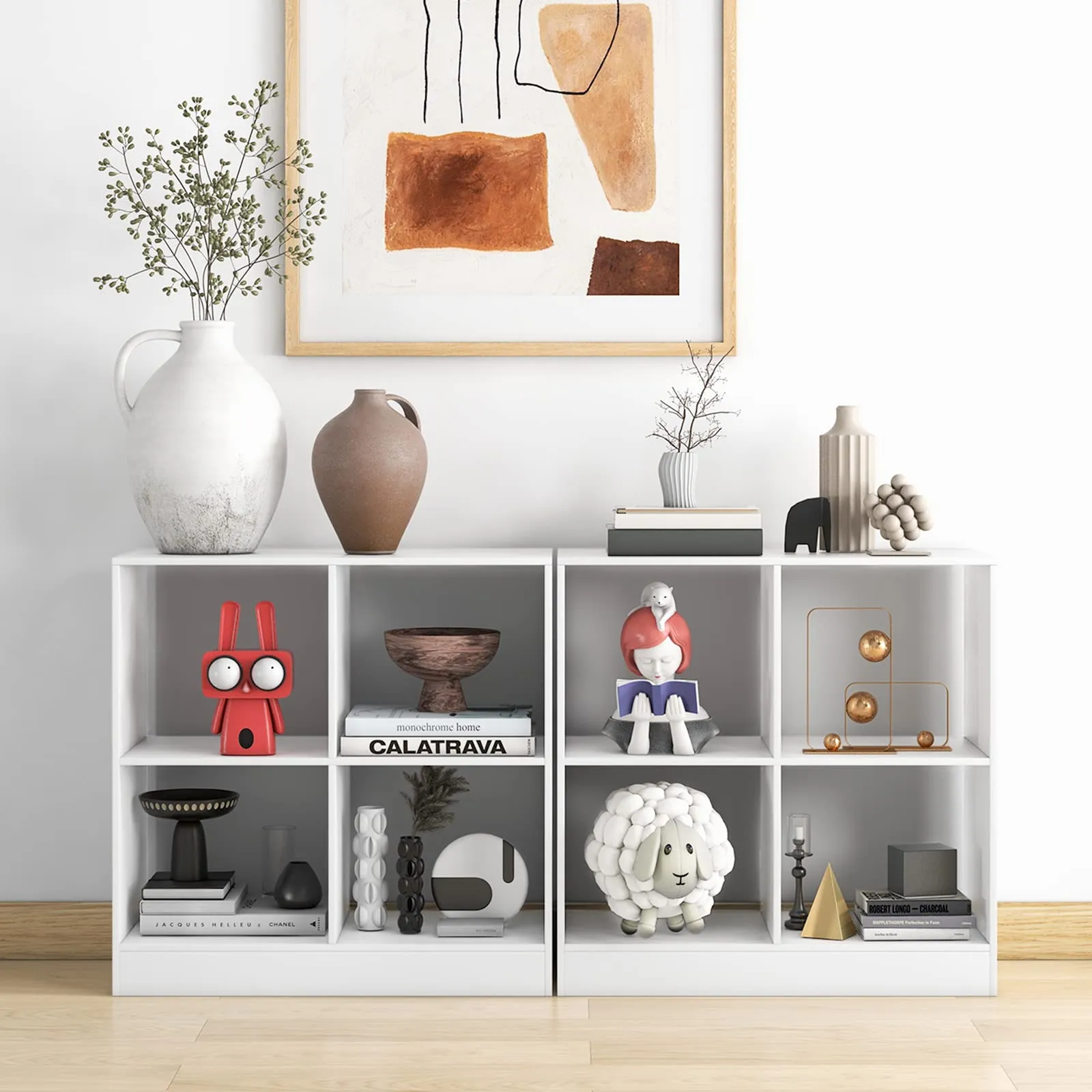 Tangkula 4-Cube Bookcase, Freestanding Open Bookshelf for Living Room Kids Room
