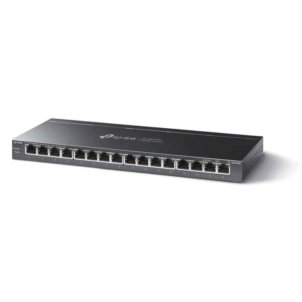 TP-Link TL-SG116P 16-Port Gigabit Desktop Switch with 16-Port PoE 