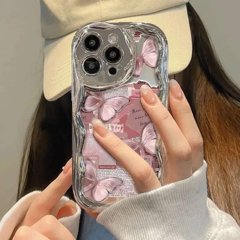 Uakiss China-Chic Butterfly Phone Case For iPhone 14 Pro Max 15 11 12 13 XR 8 7 Plus X XS SE 2020 2022 Soft Silicone Cover