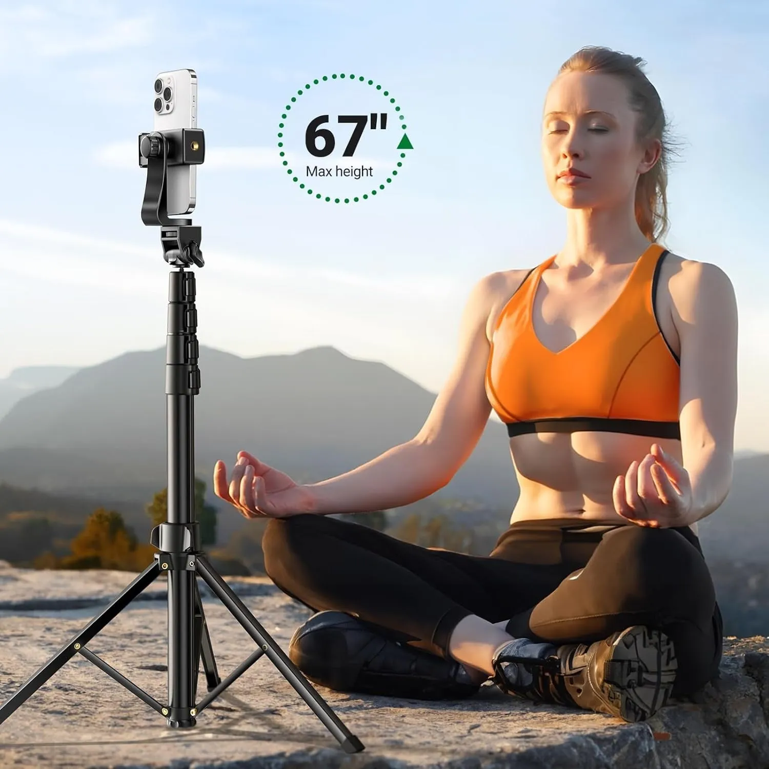 UGREEN 70-inch Aluminum Tripod Selfie Stick with Bluetooth Remote Controller, 4-Leg Section, 360 Degree Pan Head - Compatible for iPhone, Samsung Smartphones, Digital Camera, Go Pro / Action Cameras | For Selfies, Live Streaming & Vlogging