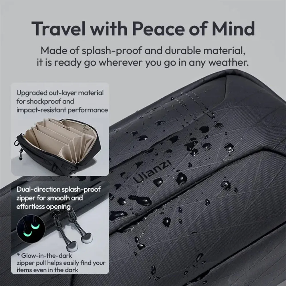 Ulanzi BT02 Multi Compartment Organizer Waterproof Storage Bag with Magnetic Snap Interior Dividers and Glow in the Dark Zipper Pulls for Camera Accessories and Other Gadgets