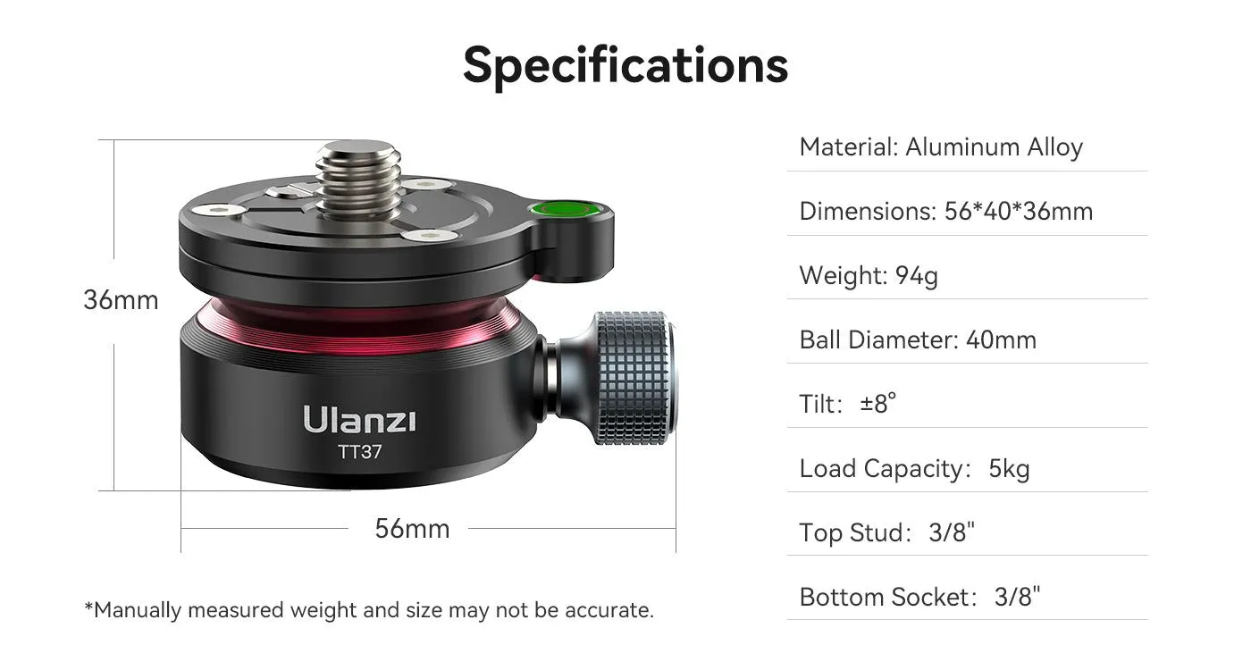 Ulanzi TT37 Mini Leveling Base for Tripod Head T065GBB1