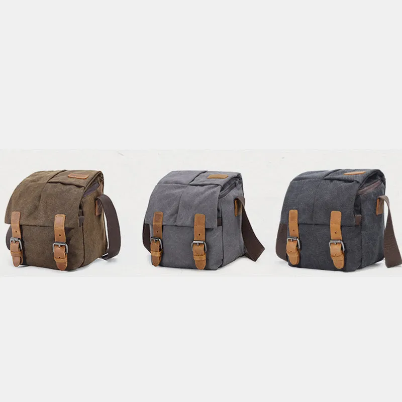Unisex Waterproof Waxed Canvas DSLR/SLR Bag Case Compact Camera Bag