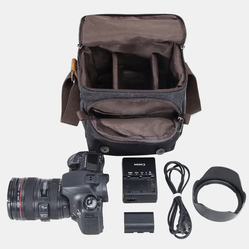 Unisex Waterproof Waxed Canvas DSLR/SLR Bag Case Compact Camera Bag