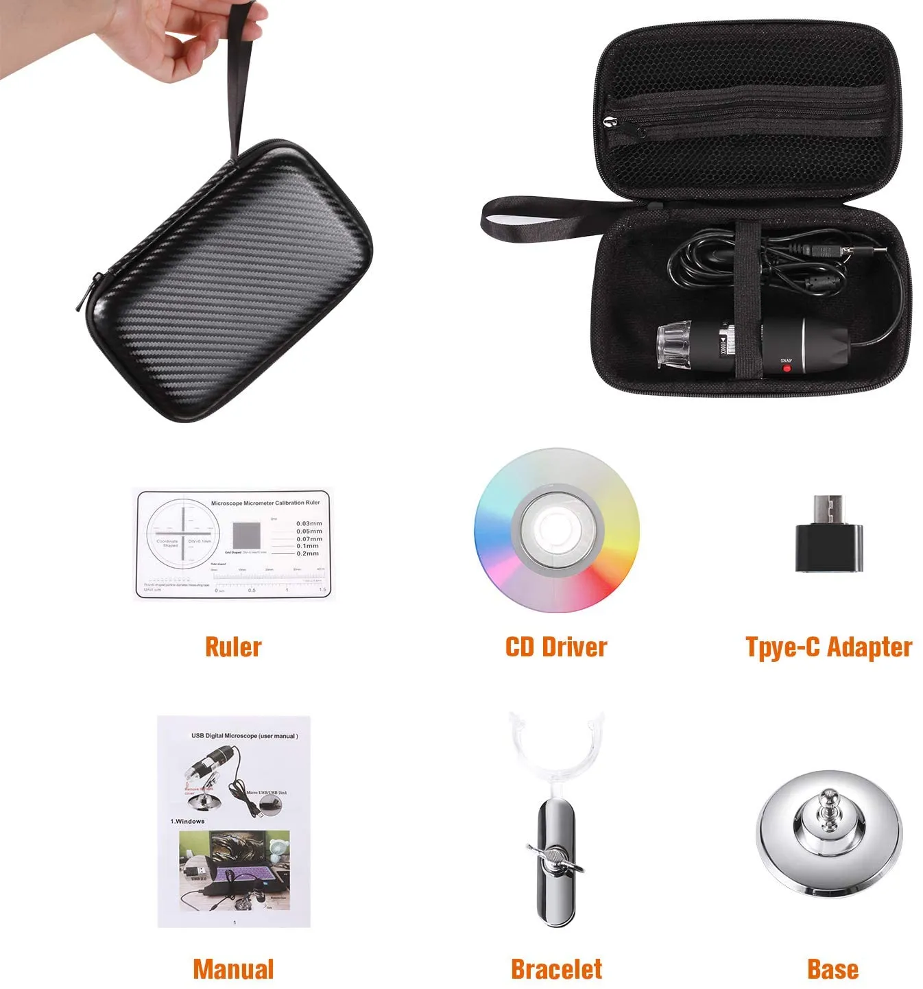 USB Endoscope Microscope [Type-C, Micro USB Plug]