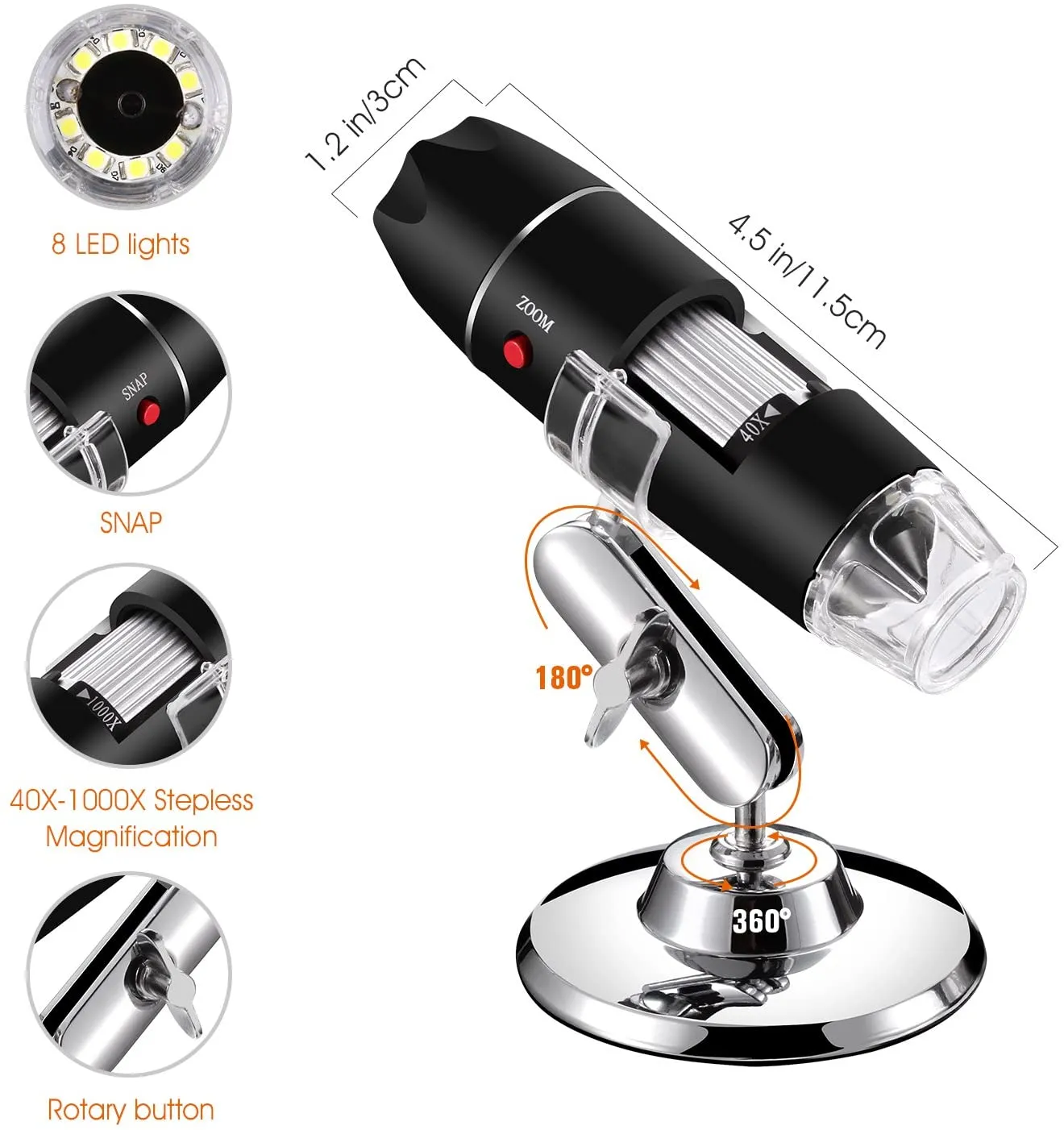 USB Endoscope Microscope [Type-C, Micro USB Plug]