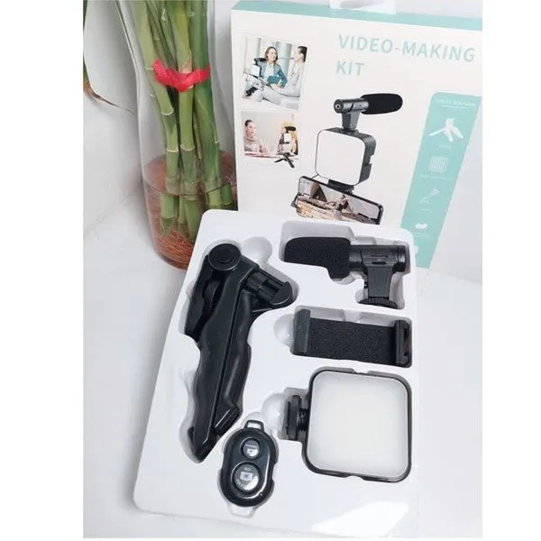 Vlogging Kit Video Maker Kit  with Microphone for Smartphones  Video Recording with Light   Microphone   Tripod   Phone Holder