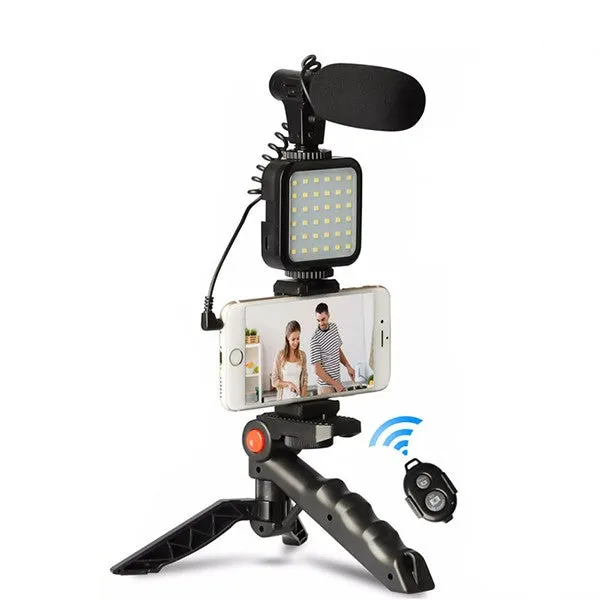 Vlogging Kit Video Maker Kit  with Microphone for Smartphones  Video Recording with Light   Microphone   Tripod   Phone Holder