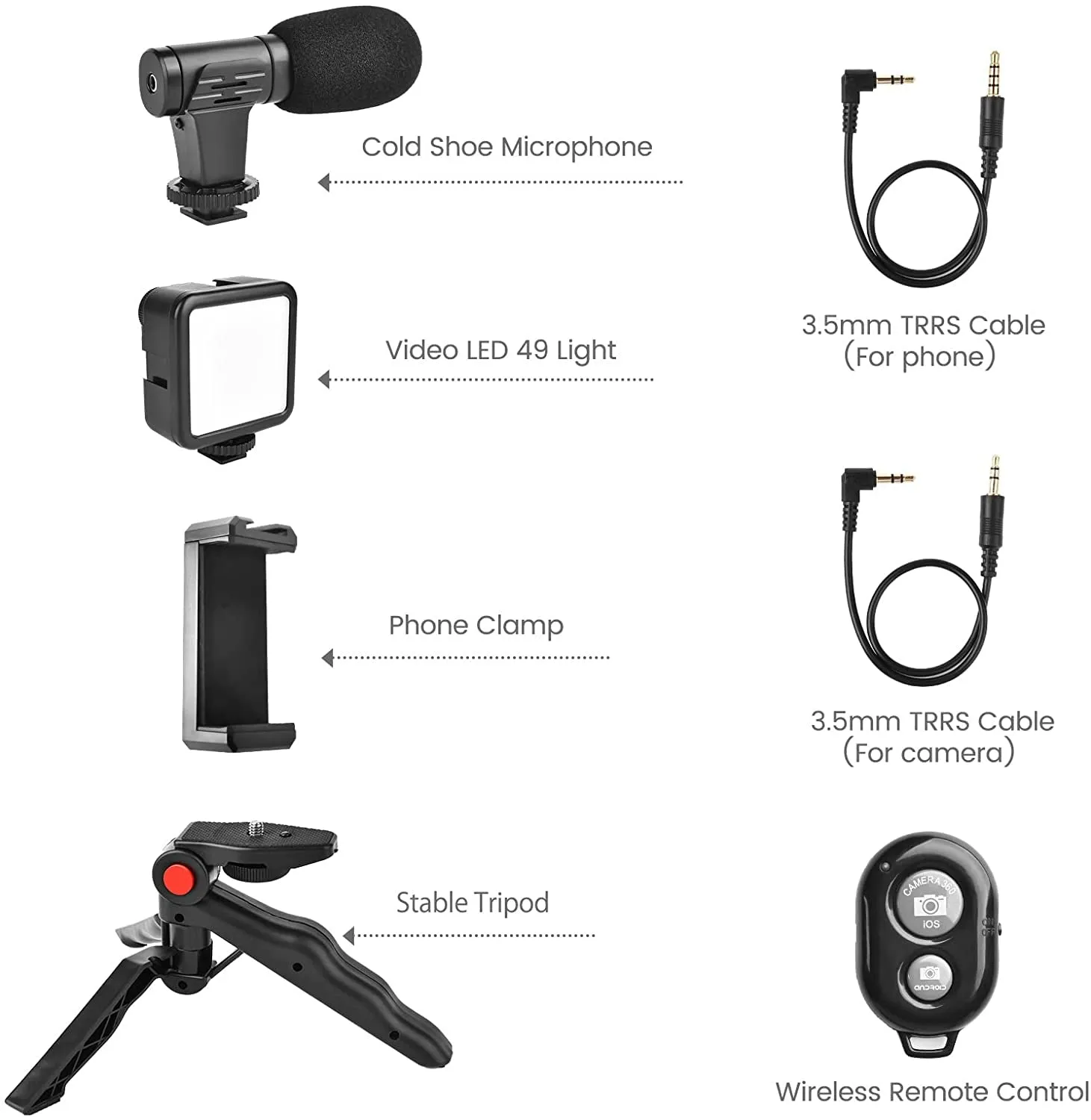 Vlogging Kit Video Maker Kit  with Microphone for Smartphones  Video Recording with Light   Microphone   Tripod   Phone Holder