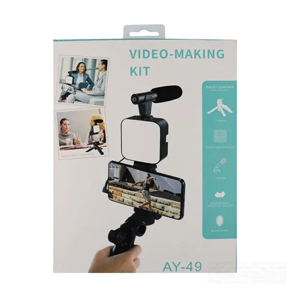 Vlogging Kit Video Maker Kit  with Microphone for Smartphones  Video Recording with Light   Microphone   Tripod   Phone Holder