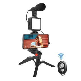 Vlogging Kit Video Maker Kit  with Microphone for Smartphones  Video Recording with Light   Microphone   Tripod   Phone Holder