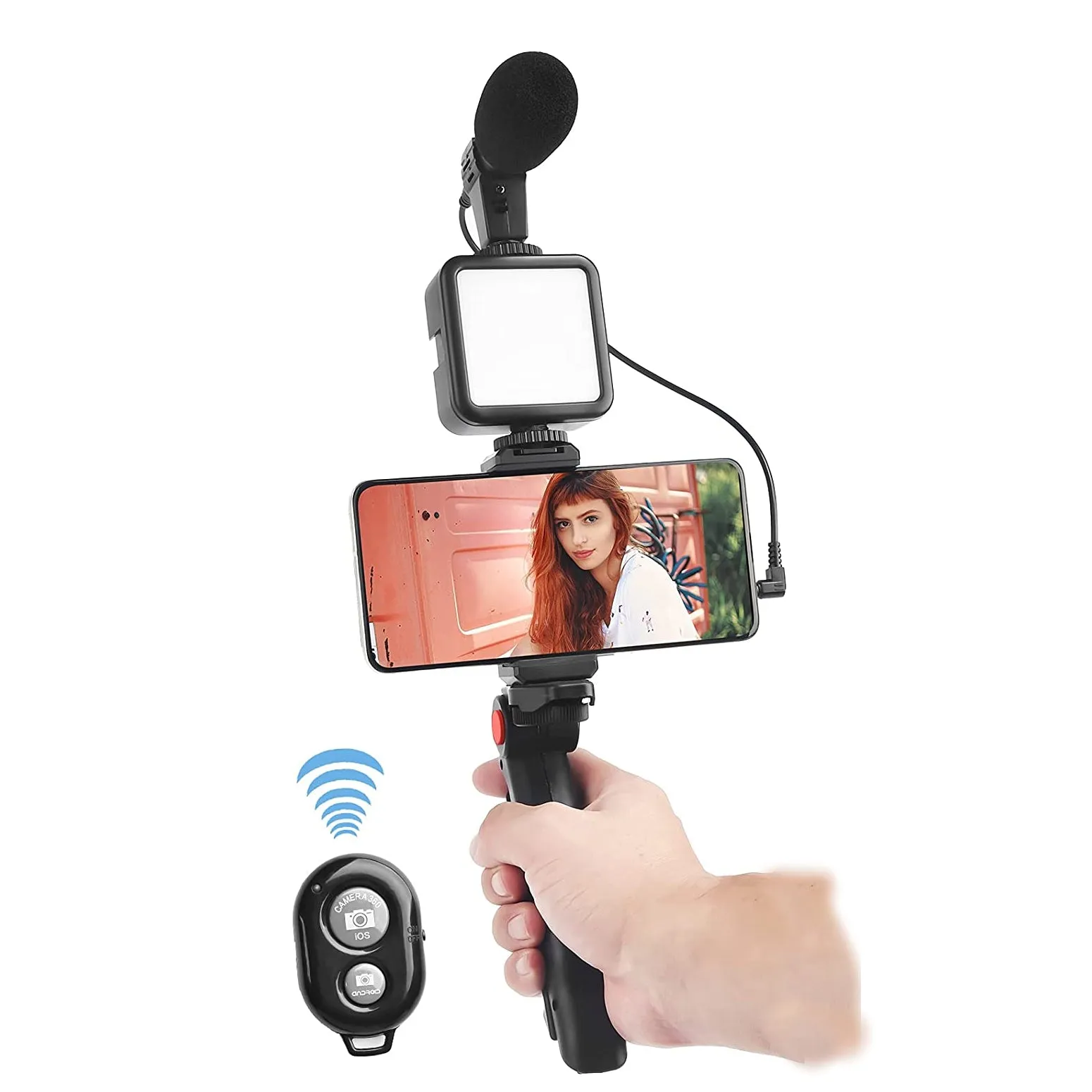 Vlogging Kit Video Maker Kit  with Microphone for Smartphones  Video Recording with Light   Microphone   Tripod   Phone Holder