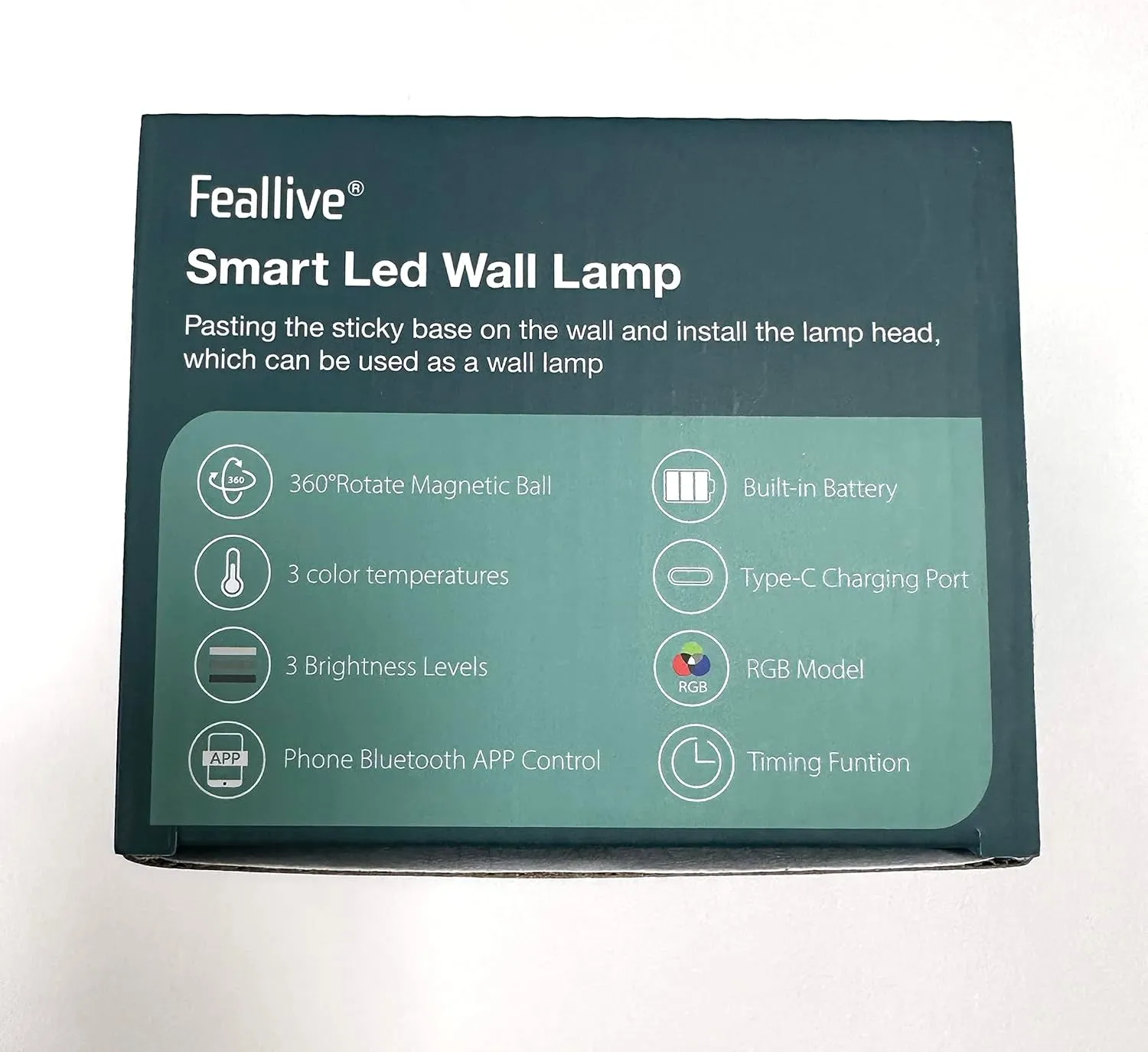 Wall Light Indoor, Wall Lamp Dimmable with Battery with USB Charging Port, Smart Wall Lamp Touch Control 3 Brightness Levels 16 Million Colours 360° Rotatable for Living Room (Black Colorful Light)