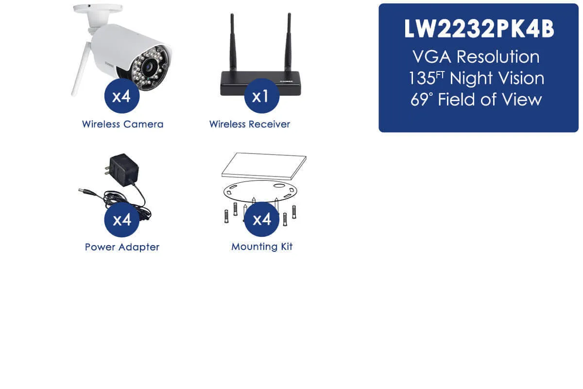 Wireless security cameras (4-pack)